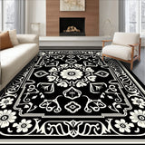 Elegant Floral Medallion with Delicate Vines and Petal Motifs (Black)
