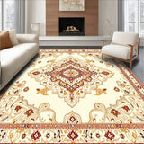 Contemporary Boho Medallion with Intricate Caramel and Cream(Ivory)