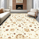 Elegant Beige Flower Low Pile Area Indoor(Beige)