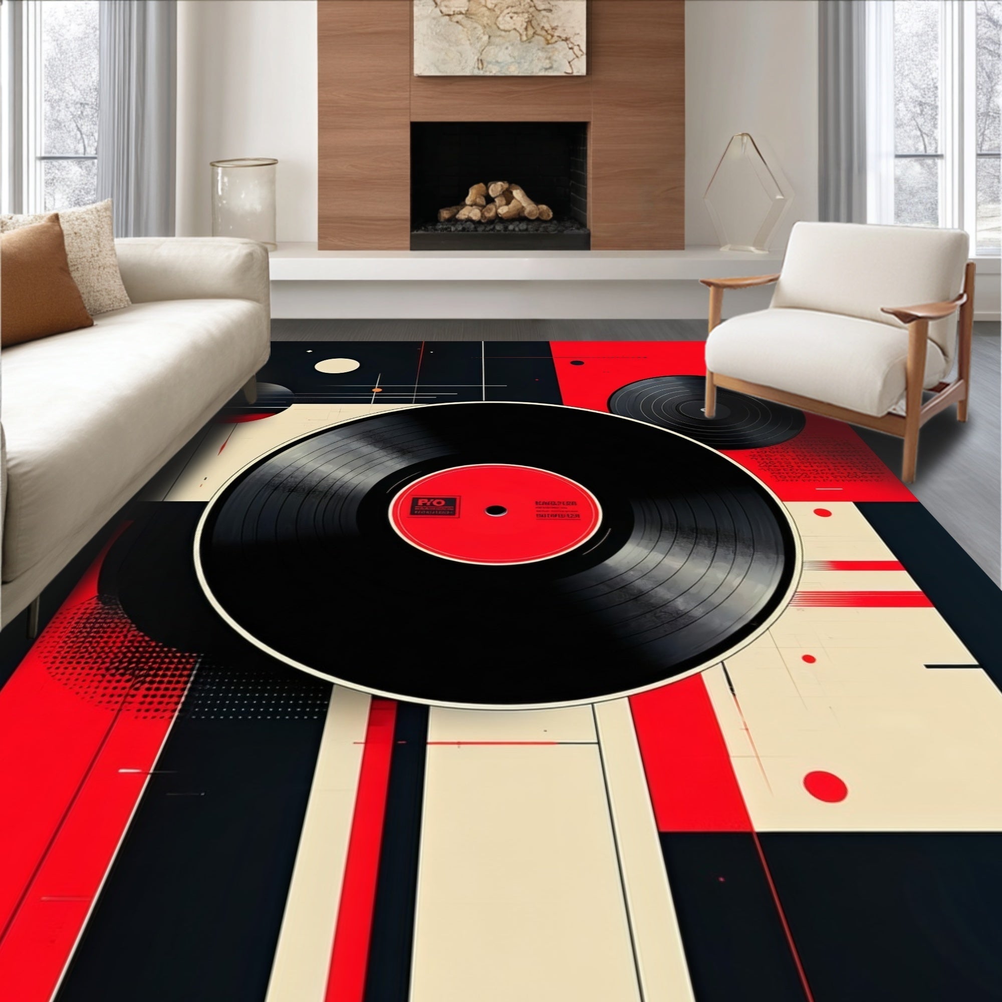 Ultra Soft Area Rug, Non Slip, Stain Resistant, Washable Area Rugs for Living Room, Bedroom, Tufted Vintage Red and White Bedroom Decor Mat(Red)