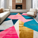 Ultra Soft Area Rug, Non Slip, Stain Resistant, Washable Area Rugs for Living Room, Bedroom, Abstract Geo Pattern(Red)