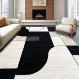 Ultra Soft Area Rug, Non Slip, Stain Resistant, Washable Area Rugs for Living Room, Bedroom, Handmade Wool Viscose Abstract(Black)