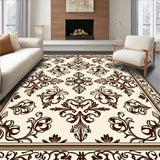 Traditional Scrollwork Design Featuring Intricate Leafy Accents(Brown)