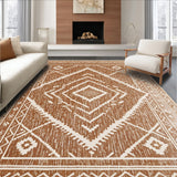 Ultra Soft Area Rug, Non Slip, Stain Resistant, Washable Area Rugs for Living Room, Bedroom, Western Aztec Low Pile(Brown)