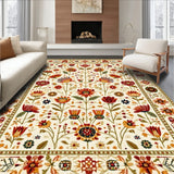 Boho Bloom Bathroom Non Slip Artistic Floral Bath(Beige)