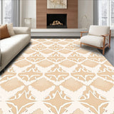 Modern Hexagon Tessellation Grid Contemporary Abstract Floor Art (Beige)