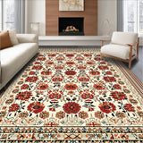 Ultra Soft Area Rug, Non Slip, Stain Resistant, Washable Area Rugs for Living Room, Bedroom, Vintage Floral Non-Slip Bedroom Area Carpet(White)