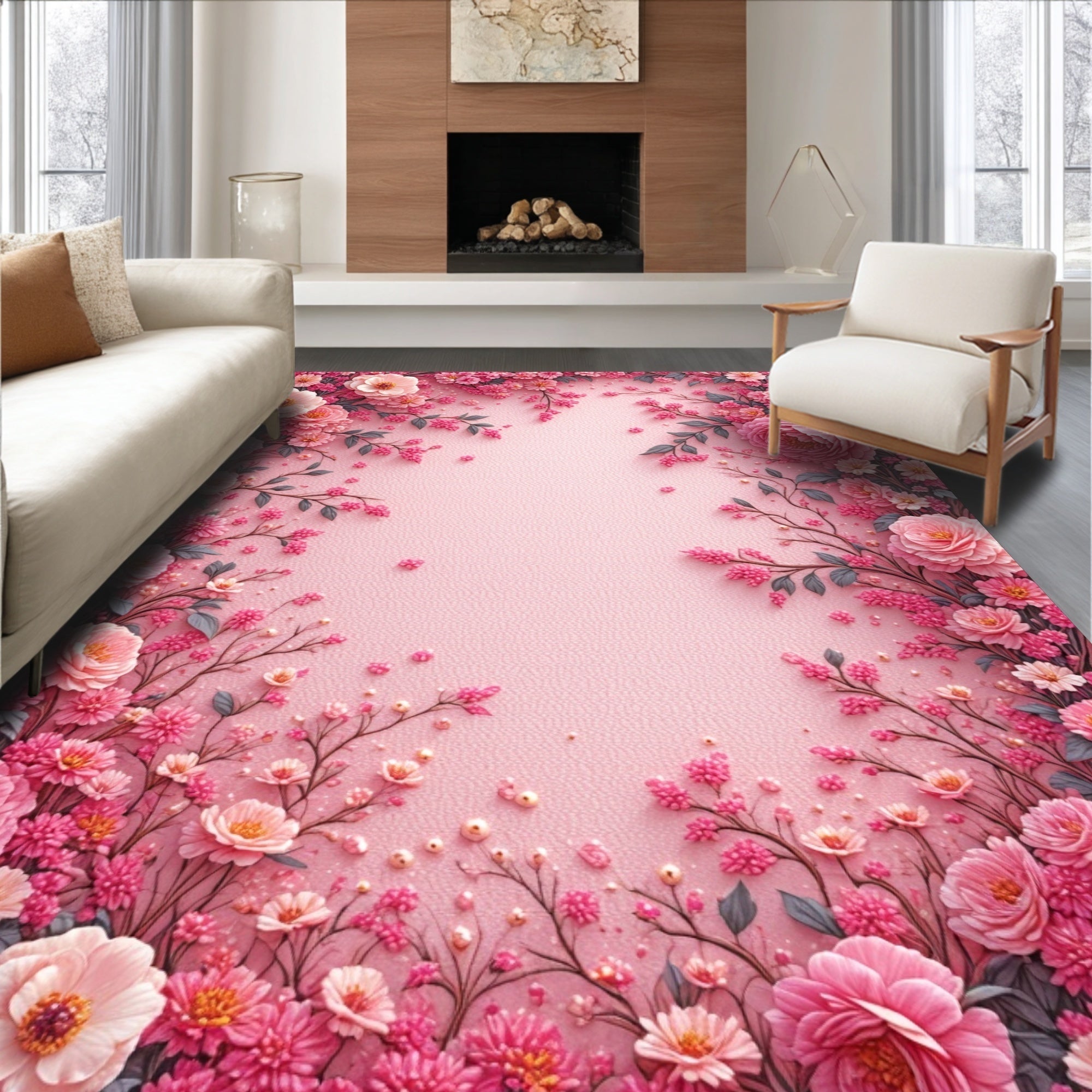 Ultra Soft Area Rug, Non Slip, Stain Resistant, Washable Area Rugs for Living Room, Bedroom, Pastel Coquette Rose Toilet Mat for Small Spaces(Pink)