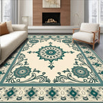 Faded Rococo Tapestry with Interlocking Floral Medallions (Beige) - ODIKA