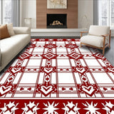 Scandinavian Plaid with Interlocking Hearts(Red)