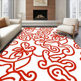 Abstract Floral Swirl with Fluid Curves and Dynamic Shapes (Red)