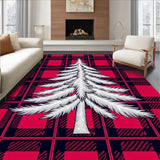 North Woods Spruce Tapestry Against Lumberjack Checkerboard(Red)