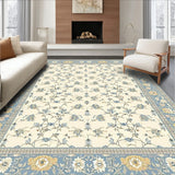 Elegant Interwoven Beige and Sky Floral Design(Beige)
