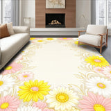 Daisy Burst Featuring Playful Flower Motifs and Artistic Flourishes(Beige)