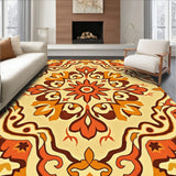 Autumnal Floral Medallion With Interlocking Leaf Motifs(Orange)