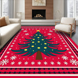 Joyful Winter Celebration Circular Floor Covering Seasonal(Red)