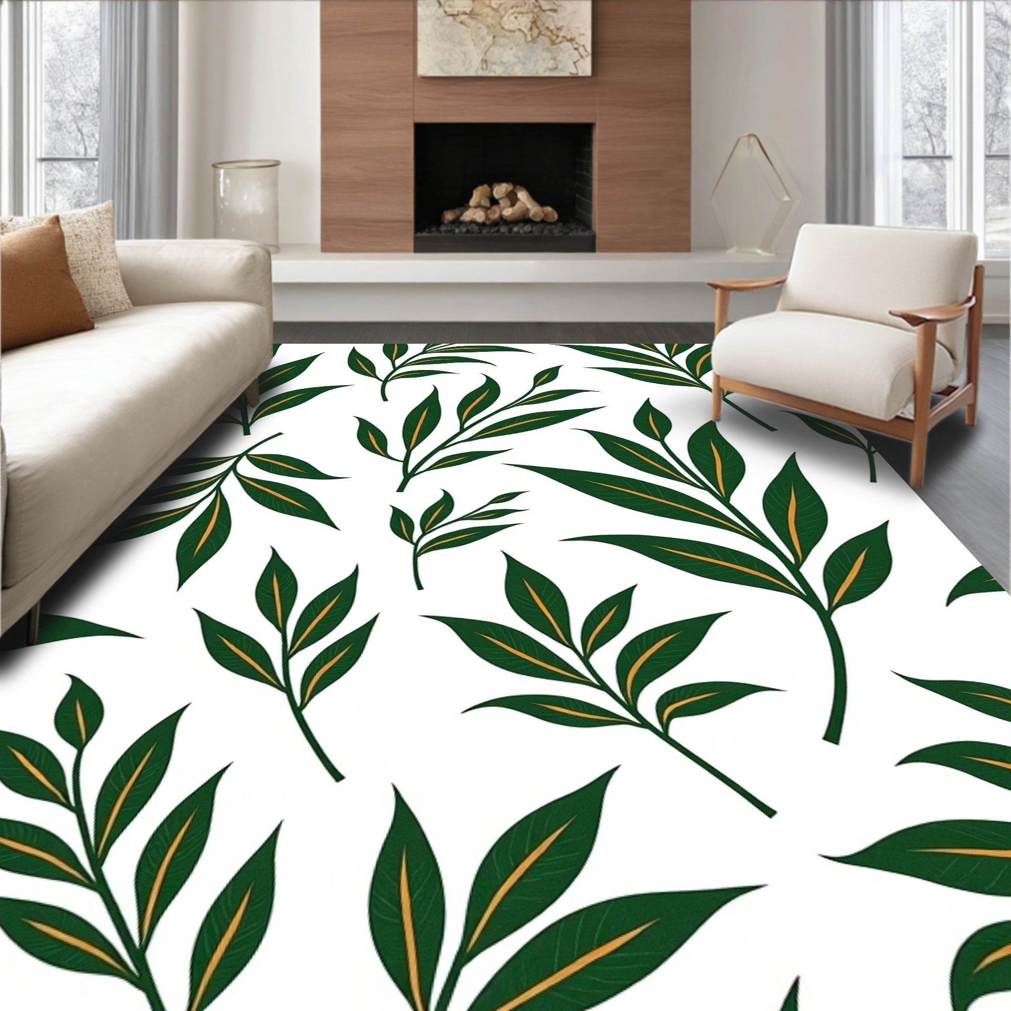 Contemporary Botanical Waves Featuring Layered Foliage (Green) - ODIKA