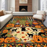 Bewitching Garden Gnome Rug Halloween Entrance Carpet Festive Decor(Orange)