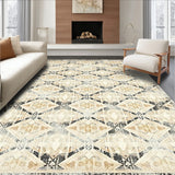 Beige Boho Diamond Vintage Inspired Geometric(Beige)