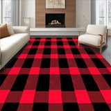 Heritage Plaid Floor Covering with Rustic Cabin Crossweave(Black)