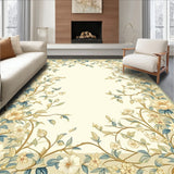 Ethereal Trails Beige and Blue Floral Trail Design(Beige)