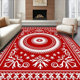 Festive Snowflake Medallion With Elegant Starbursts And Flourishes(Red)