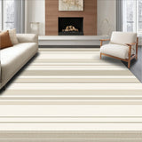 Elegant Ivory Beige Striped Area(Beige)