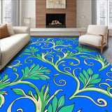 Boho Wave Garden with Whimsical Floral and Leaf Swirls (Blue)