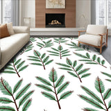 Winter Pine Branch Interlocking Plush Floor(White)