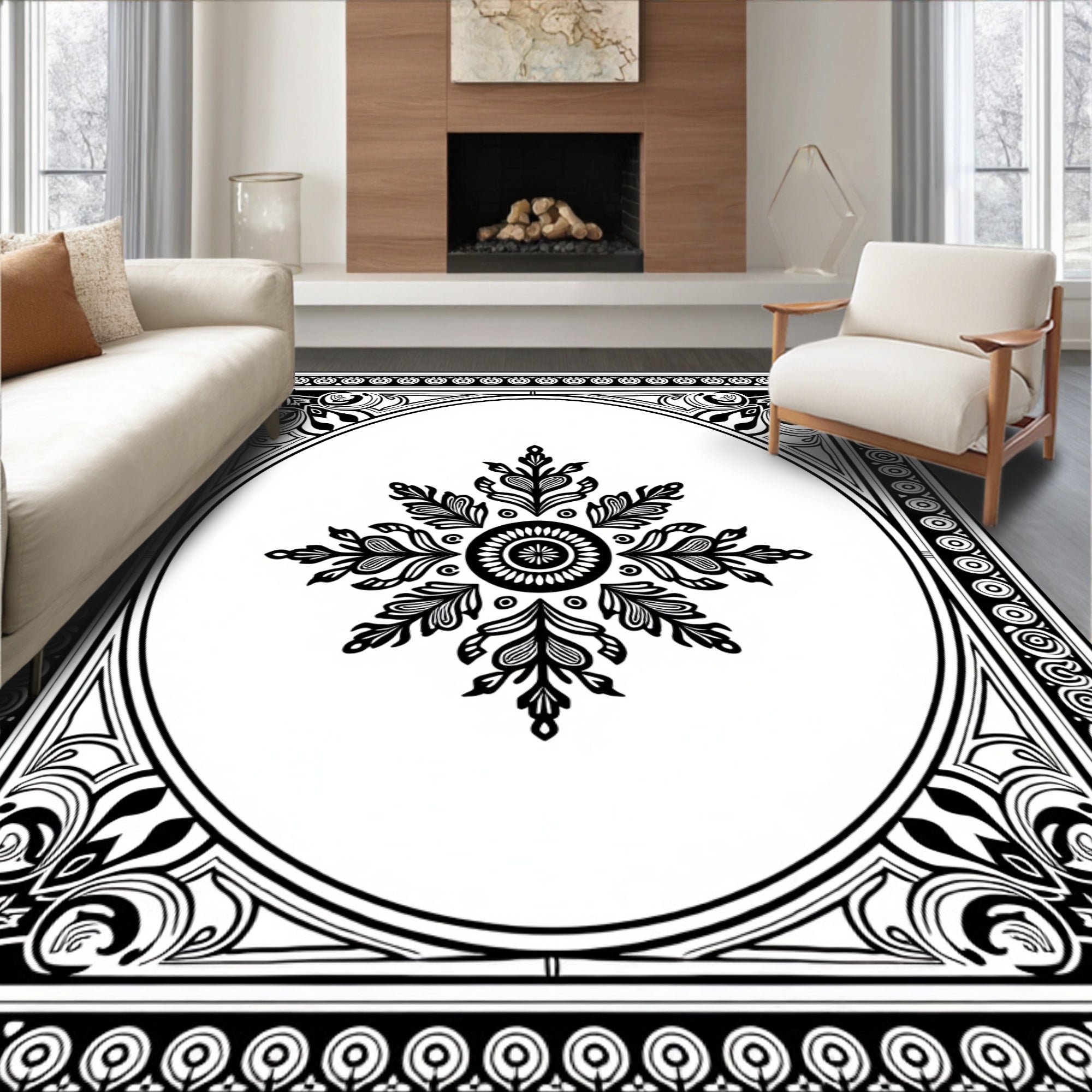 Elegant Medallion Cascade Interwoven Symmetrical (Black) - ODIKA