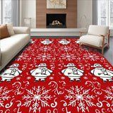 Festive Snowman Parade with Swirling Winter Starburst Motifs(Red)