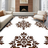Damask Flourish with Symmetrical Rosette Design(Brown)
