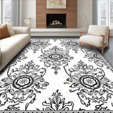 Elegant Floral Damask Symmetrical Traditional Timeless Decorative (Black)