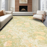 Indoor Area Non Slip Beige with Abstract Floral Design(Green)