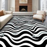 Sophisticated Zigzag Waves with Minimalist Symbol Accents (Black)