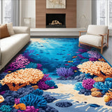 Aquatic Dreamscape Illusion Rug Coral Reef Area(Blue)