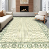 Elegant Non Slip with Beige Ground and Sage Green Ornate Geometric(Green)