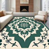 Elegant Interlocking Chevron with Vintage Floral Accents(Green)