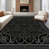 Luxurious Damask Victorian Baroque Scrollwork Palatial(Black)