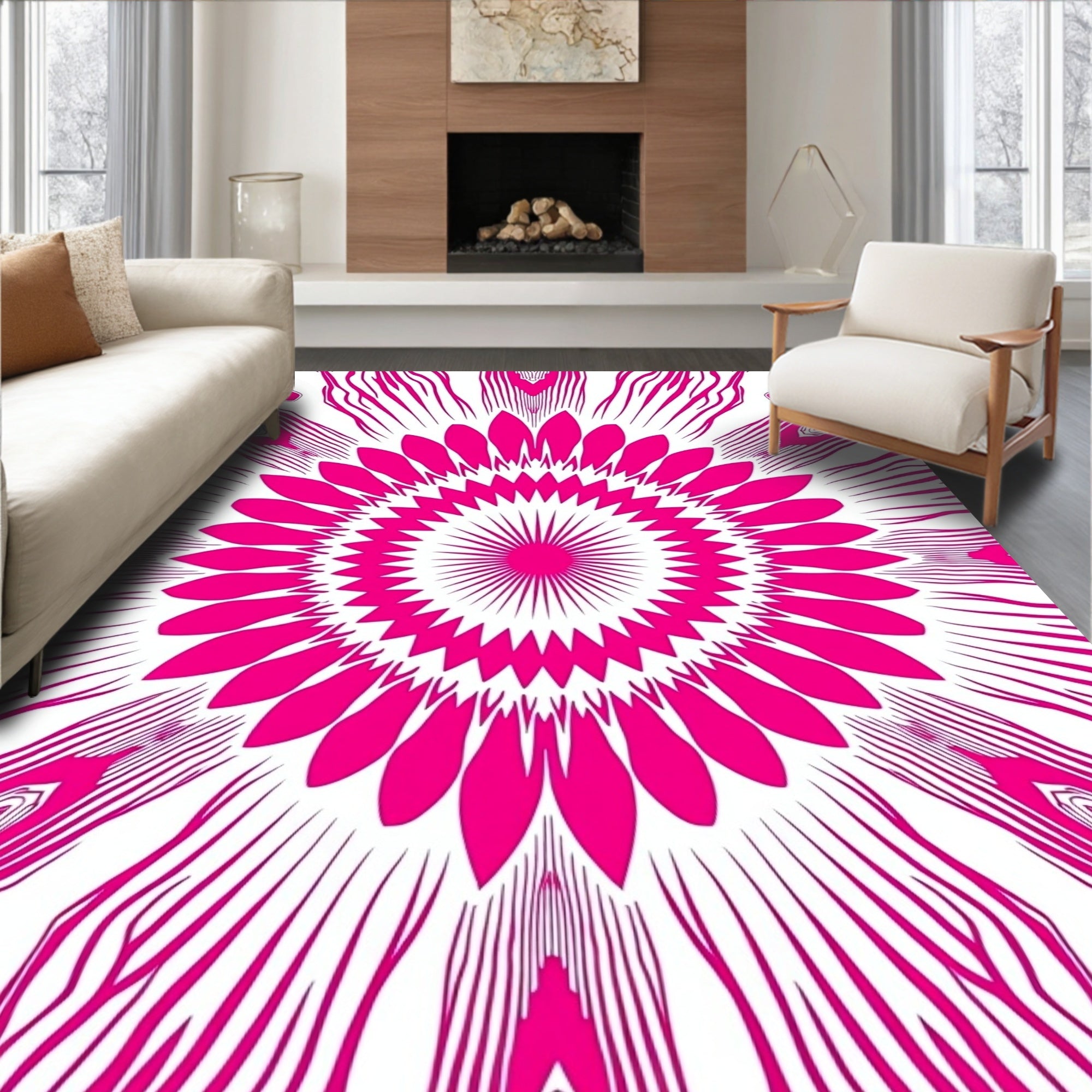 Starburst Kaleidoscope Radiant Petals Abstract Art (Pink) - ODIKA