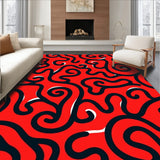 Abstract Swirl Mosaic with Bold Contrasting Brushstroke Details (Red)