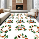 Traditional Pine Cone Wreath Motif Slip Resistant Decorative(Green)