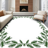 Festive Pine Branch Design Seasonal Celebration Floor Covering(Green)