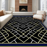 Lattice Interlocking Motif Machine Floor Covering (Black)