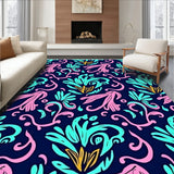 Ornate Palmette Motif With Flourish Swirl Detailing(Blue)