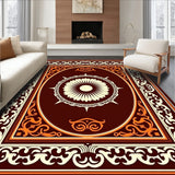 Sunburst Medallion with Interlocking Flourishes and Vintage Scrollwork(Brown)