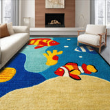 Ultra Soft Area Rug, Non Slip, Stain Resistant, Washable Area Rugs for Living Room, Bedroom, Sea Animals Kids Playroom(Blue)