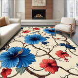 Hibiscus Garden Symphony with Modern Botanical Blooms and Artistic Flourish(Beige)