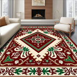 Vintage Holiday Trellis Area with Festive Motifs(Burgundy)