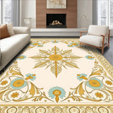 Vintage Medallion Scrollwork with Faded Botanical Motifs and Art Nouveau Accents(Gold)